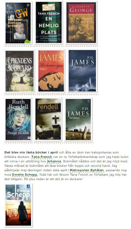 April månads lästa böcker Aprilböcker 2016