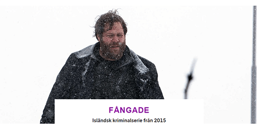 Skärmdump av Fångade från SvTs webbplats. En skäggig man i snöstorm Fångade