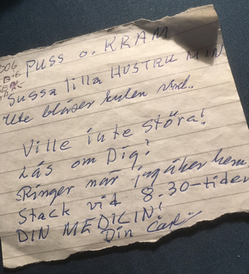 Lapp från pappa till mamma