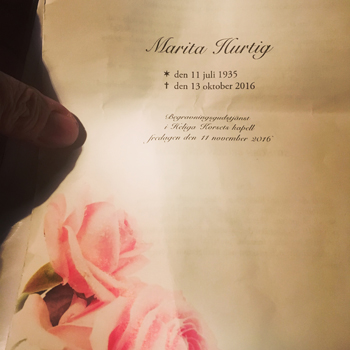 Programblad mammas begravning