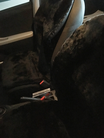 Svart fårskinn i bilen