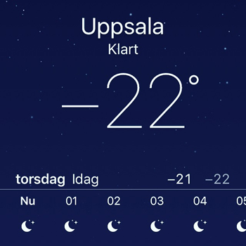 22 minusgrader i Uppsala