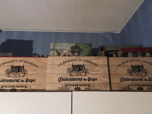 Tre trälådor med fotoalbum