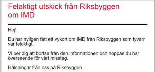 Mejl från Riksbyggen fre kl 19 o 28