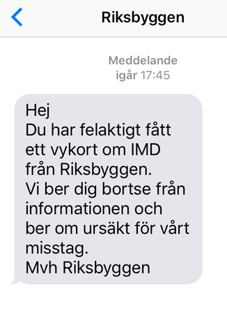 Sms från Riksbyggen