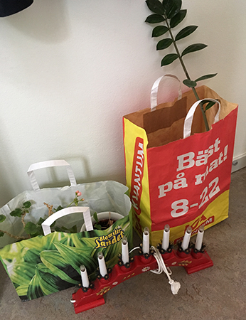 Krukväxter och adventsljusstake