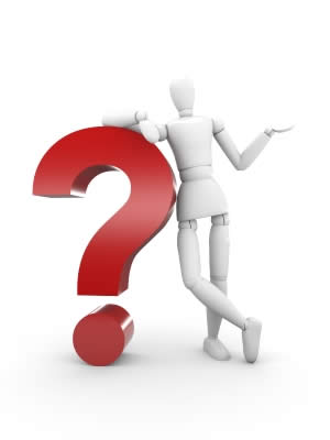 Frågetecken och gubbe tecknat