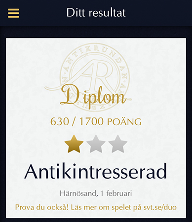 Diplom Antikintresserad i Härnösand