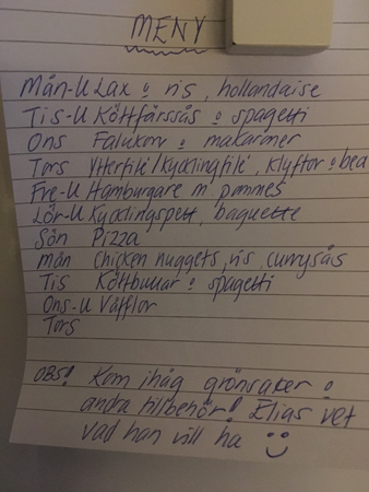 Meny vecka 10 och 11 2018