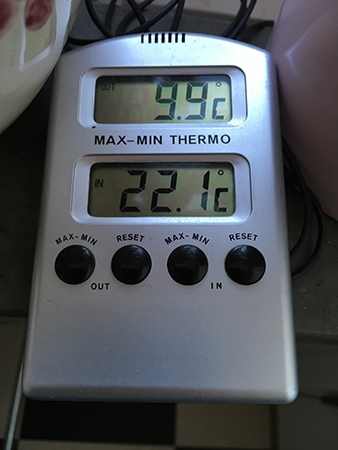 Nästan tio grader varmt kvart i sju på morgonen