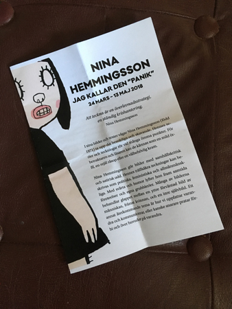 Utställningsblad Nina Hemmingssons Panik