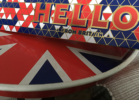 Toblerone Hello from Britain på Union Jackbricka
