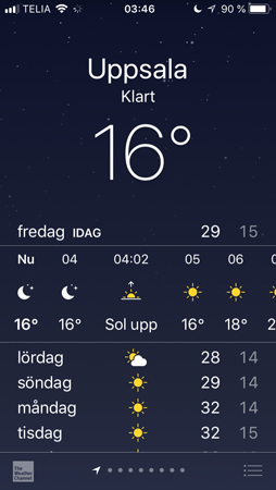 16 grader kvart i fyra
