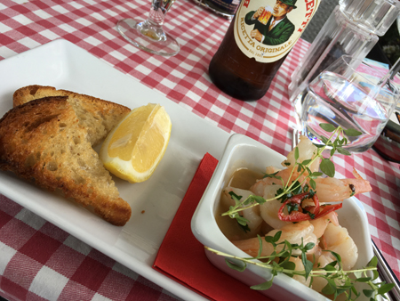 Förrätt gamberi med chili och bröd