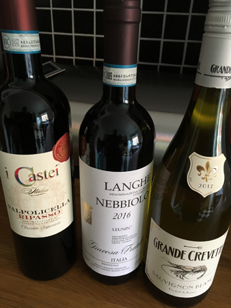 Viner i Castei Langhe Nebbiolo och Grande Crevette