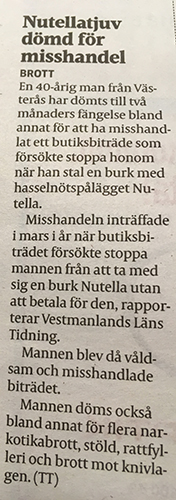 Nutellatjuv dömd för misshandel