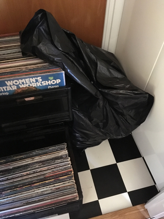 Vinylskivor och plastsäck