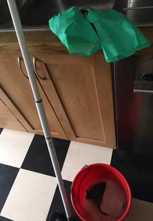 Skurborste hink gummihandskar