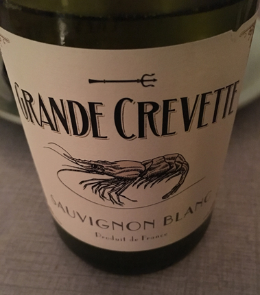 Grande crevette vitt vin