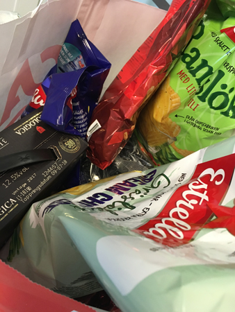 Chips nötter och vin