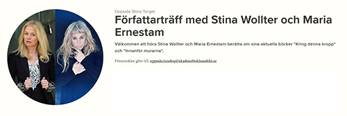 Författarträff Stina Wollter och Maria Ernestam