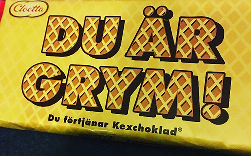 Kexchoklad med texten "Du är grym!" på Kexchoklad med texten: "Du är grym!" på
