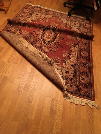 Rosa mattan i Bokrummet uppvikt