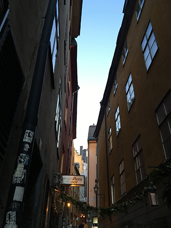 Gränd i Gamla stan med Christoffers blommor