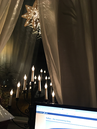 Stjärna och stake i Bokrummets fönster