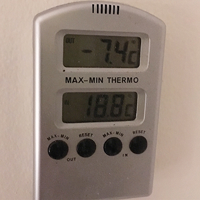 Minus 7 komma 4 grader