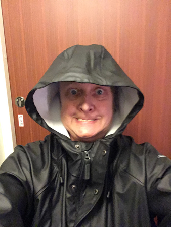 Jag i min nya regnjacka