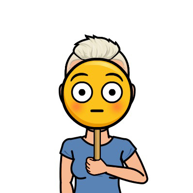Bitmoji Tofflan uppspärrade ögon på skylt