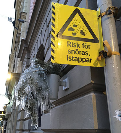 Risk för snöras och istappar