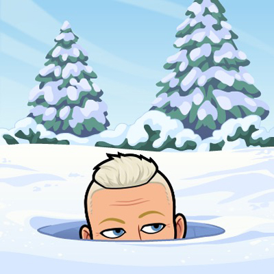 Bitmoji Tofflan på väg ner i en vak