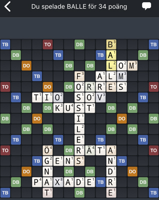 Balle godkänt i Wordfeud