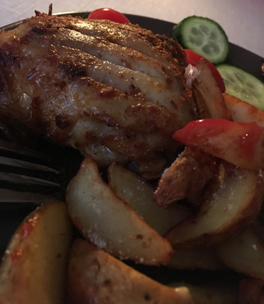 Kyckling och potatisklyftor