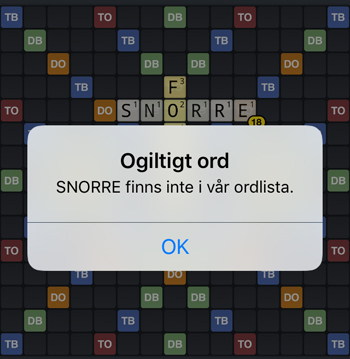 Snorre ogiltigt ord