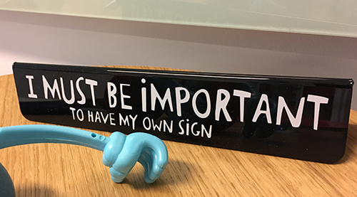 Skylt I must be important to have my own sign