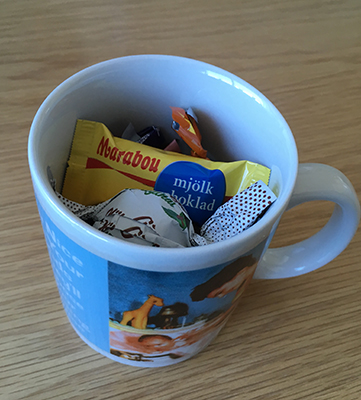 Kaffemugg med godis