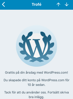 Trofé tio år med WordPress
