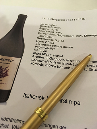 Italienskt rött Grappolo på provningen