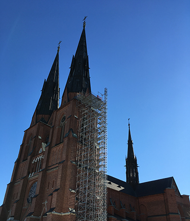 Byggnadsställning på Domkyrkotornet