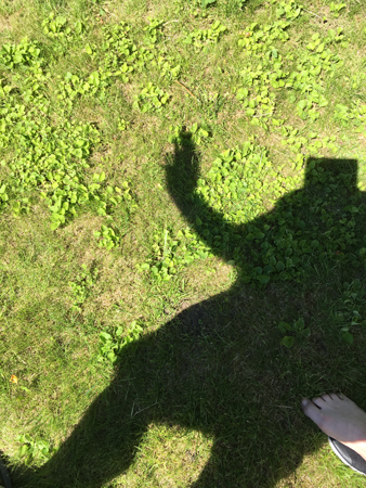 Min skugga utan huvud och Annas fot