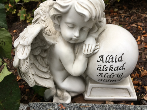 Ängel med texten Alltid älskad Aldrig glömd