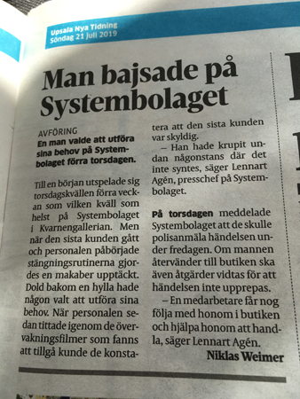 Artikel Man bajsade på Systembolaget