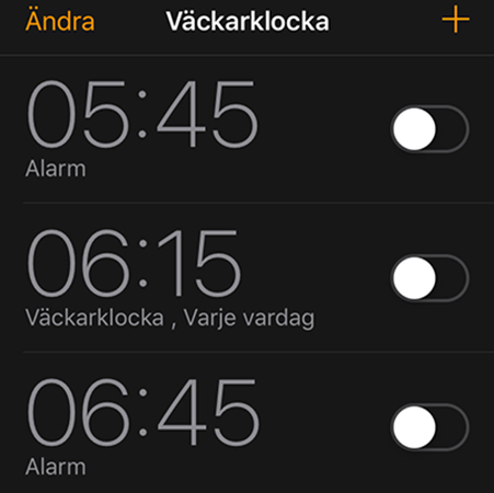 Väckarklocka 6 o 15 varje vardag avstängd