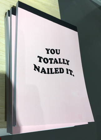 Block med texten You totally naied it