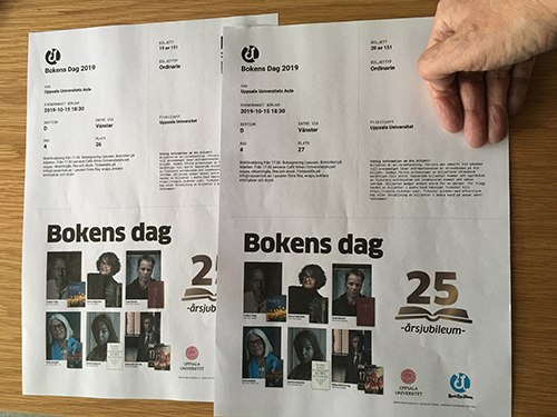 Biljetter till Bokens dag den 15 oktober 2019