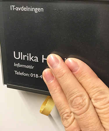 Min rumsskylt på jobbet med sidenband