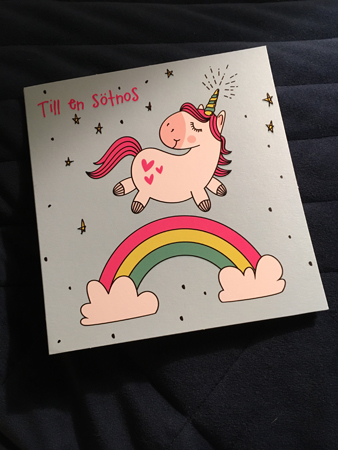 Kort Till en sötnos enhörning och regnbåge